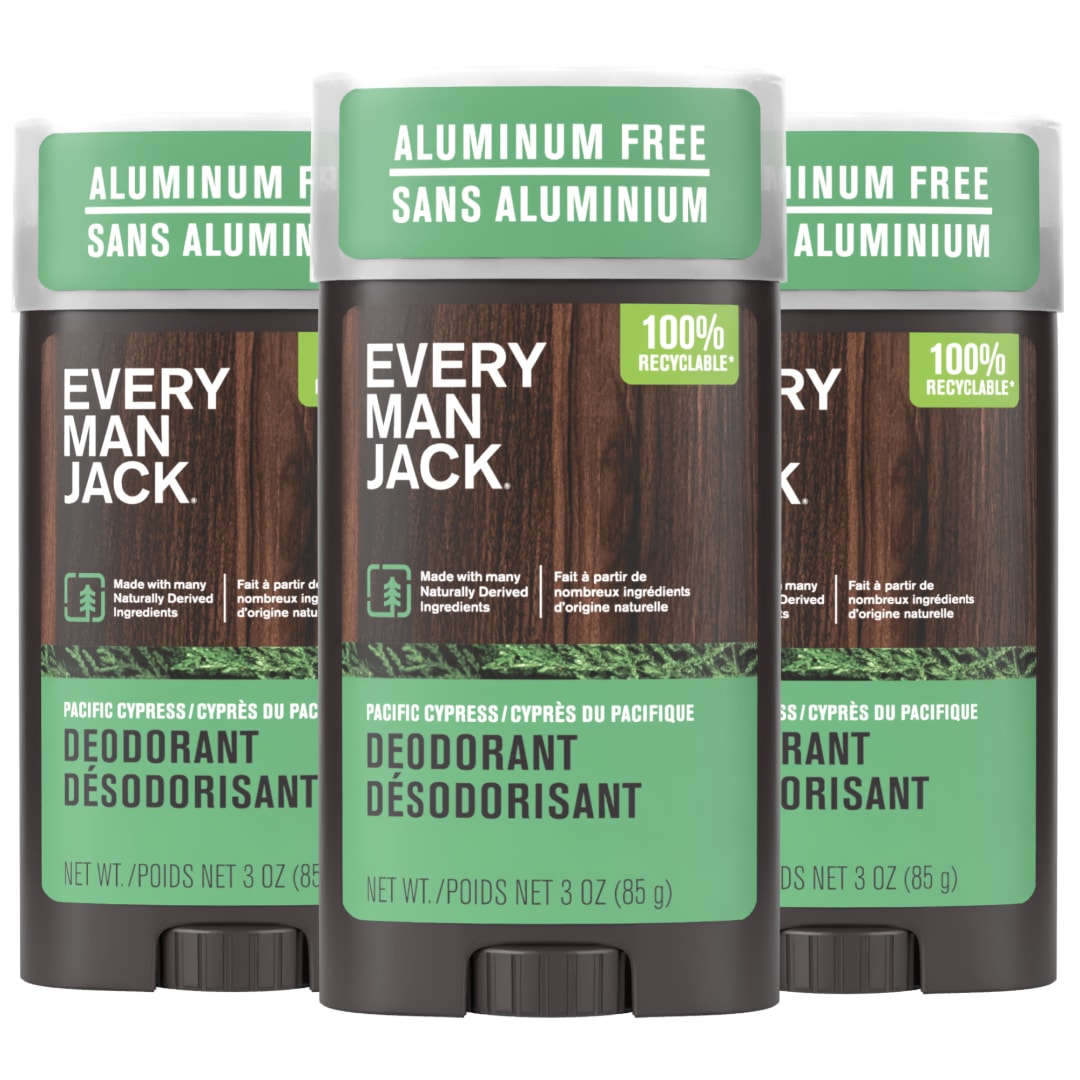 Every Man Jack Pacific Cypress Men’s Deodorant - Stay Fresh with Aluminum Free Deodorant For all Skin Types - Odor Crushing, Long Lasting, with Naturally Derived Ingredients - 3oz (3-Pack)