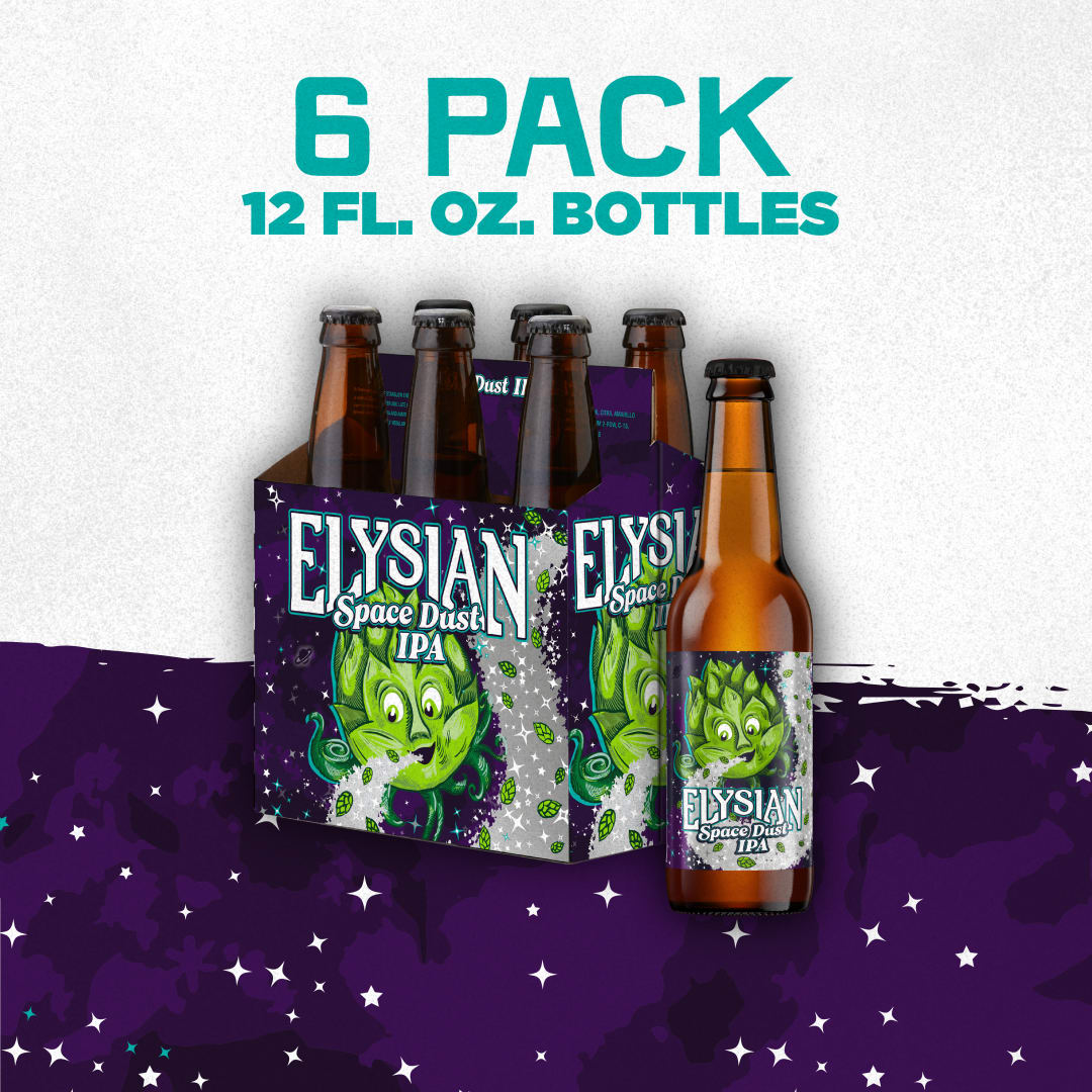 Elysian Space Dust IPA 6x12 oz Glass Bottle Basket CARRIER - Wrap Basket - Spec Update and Remove Spot UV