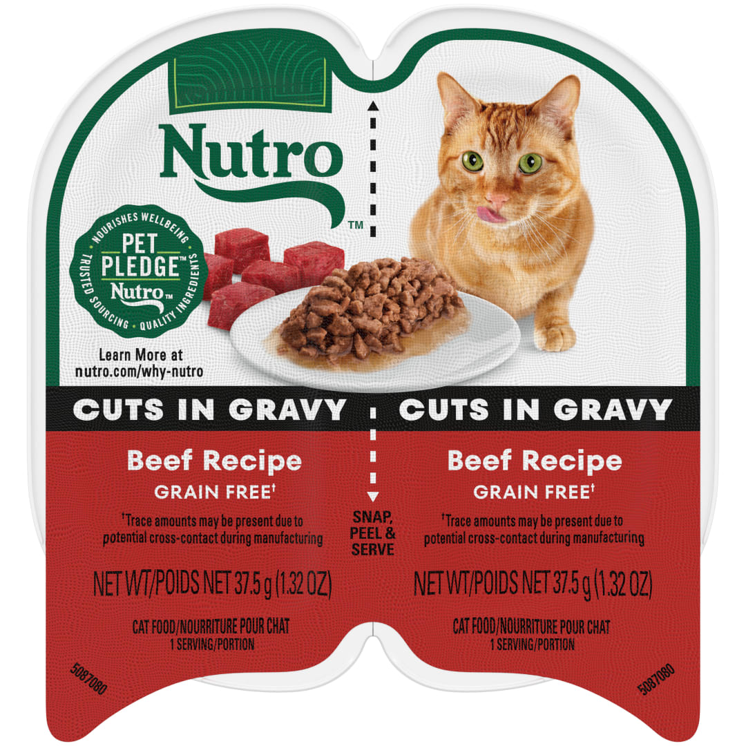 Nutro Perfect Portions Wet Cat Food, Cuts in Gravy Beef Recipe, (24) 2.64 oz. Twin-Pack Trays