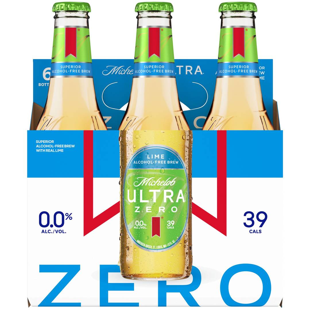 Michelob ULTRA ZERO Lime Non-Alcoholic American Lager Beer, 6 pack, 12 fl oz Bottles