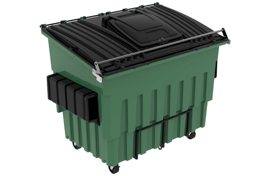 Toter FL53C-11358 Organics 3 Cubic Yard Green Front End Loading Mobile Trash Container / Dumpster (3000 lb. Capacity)