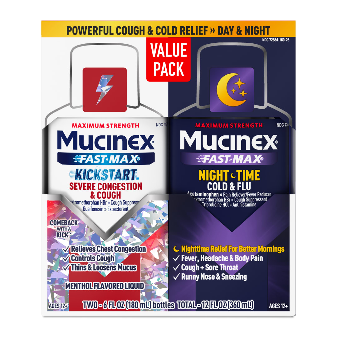 MUCINEX® Fast-Max Kickstart Severe Congestion & Cough and Nighttime Cold & Flu 3/(2x6) oz.