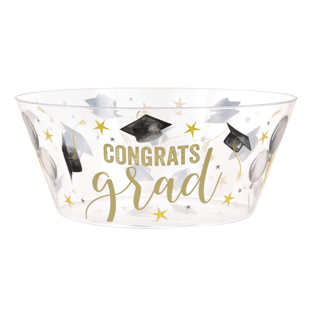 Golden Star Graduation "Congrats Grad" Plastic Serving Bowl