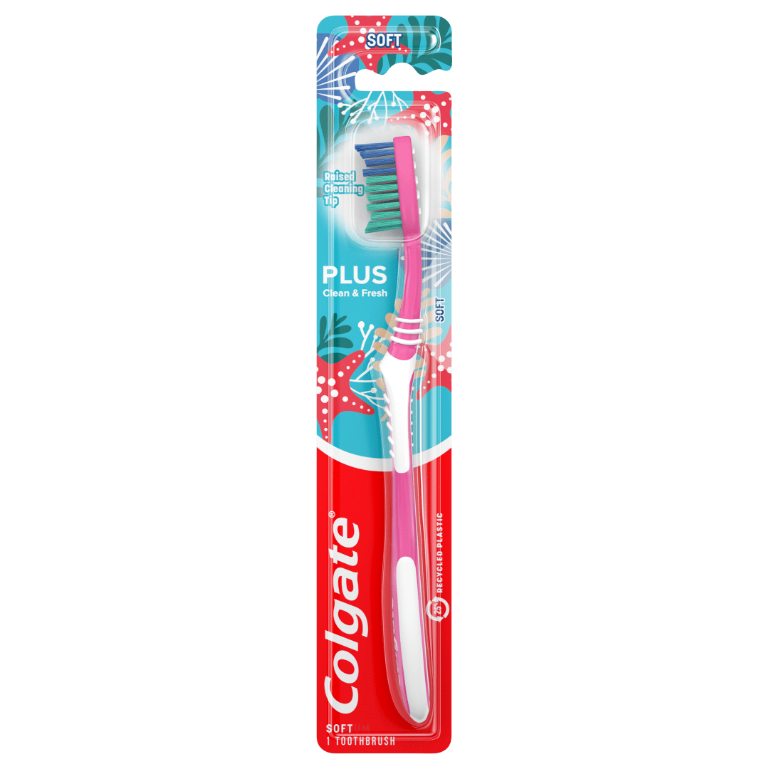 Colgate Plus Soft Toothbrushes with Tongue Cleaner - 6 Count