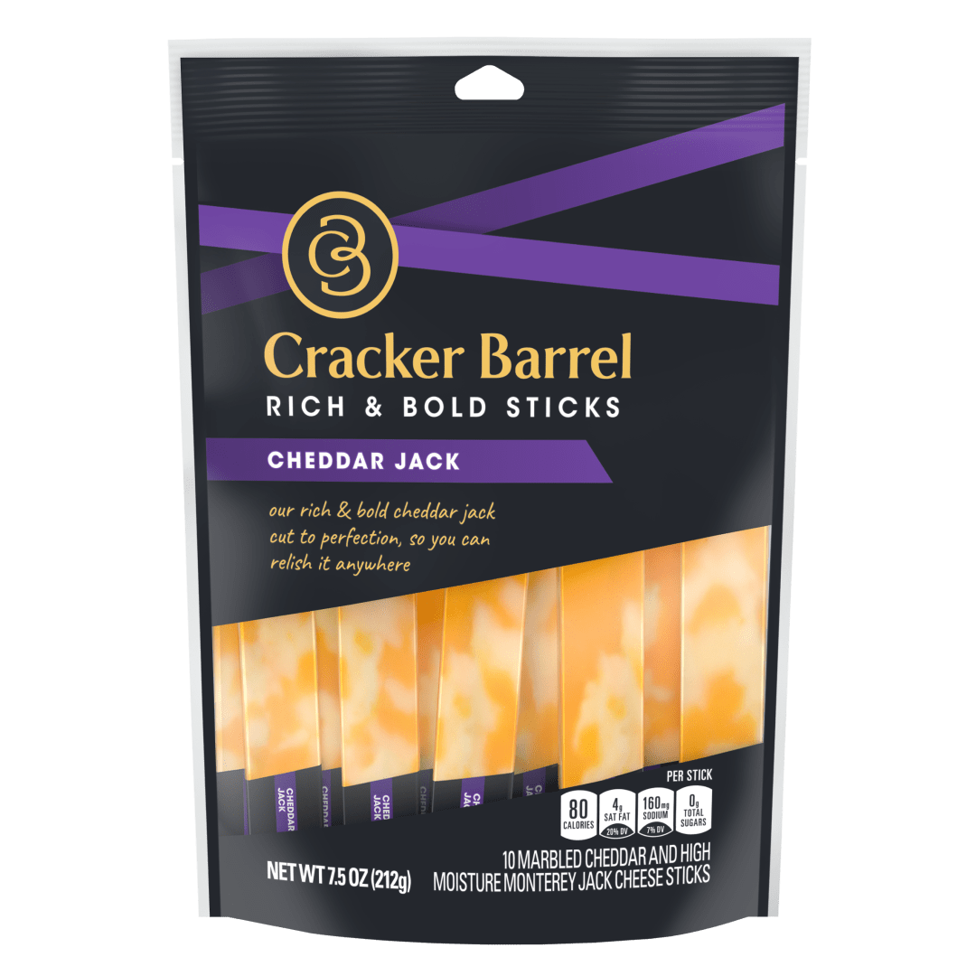 Cracker Barrel Cheddar and Monterey Jack Cheese Snacks, 10 Count Sticks