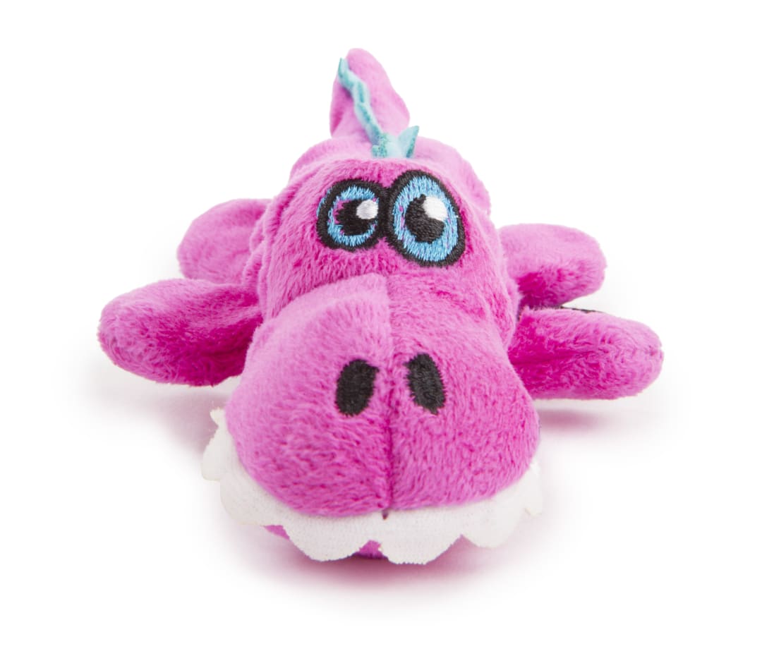 goDog Gators Squeaky Dog Toy, Plush with Chew Guard Technology, Pink, Mini