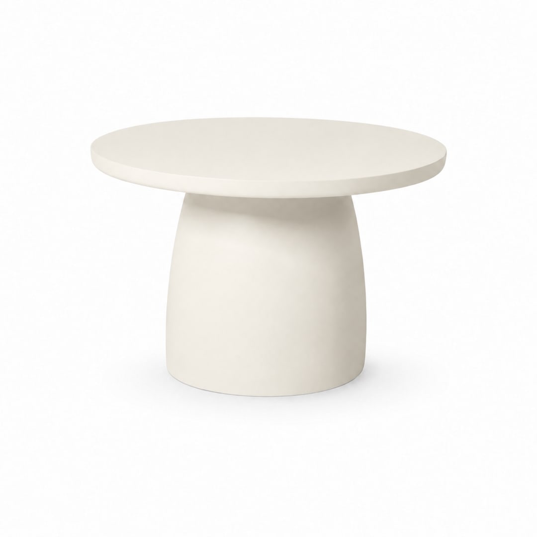 Modern Indoor/Outdoor 25.6 in. Round Poly-Fiber Pedestal Coffee Table in Matte White