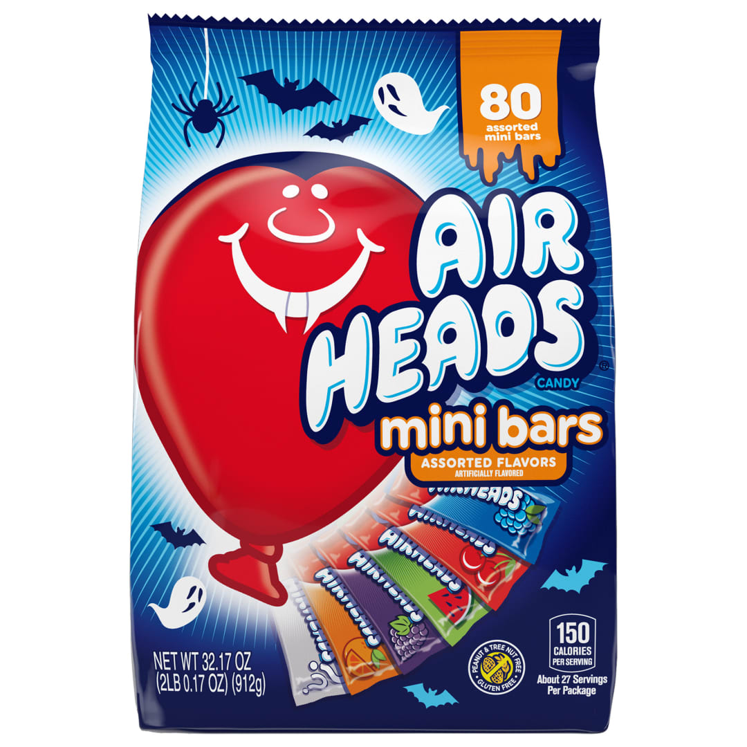 Airheads Mini Bars Assorted Flavors 80 pc Halloween Theme Stand Up Bag