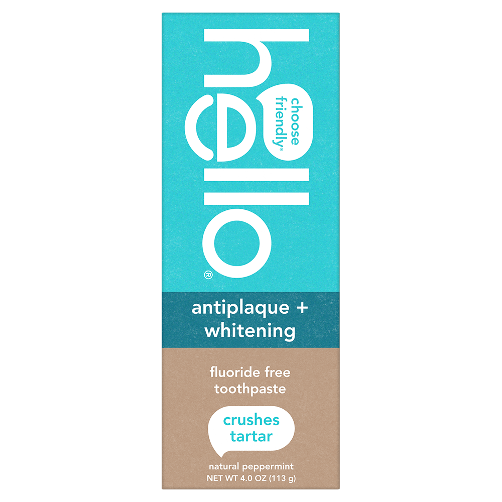 hello Antiplaque and Whitening Fluoride Free Toothpaste, Natural Peppermint, 4 Oz