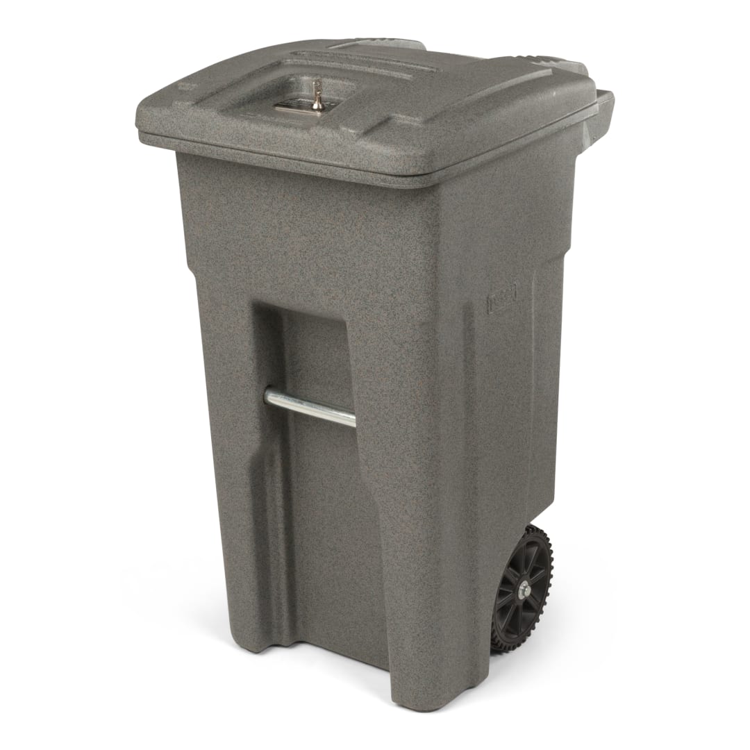 32 Gal. Graystone Document Trash Can with Wheels and Key Lid Lock