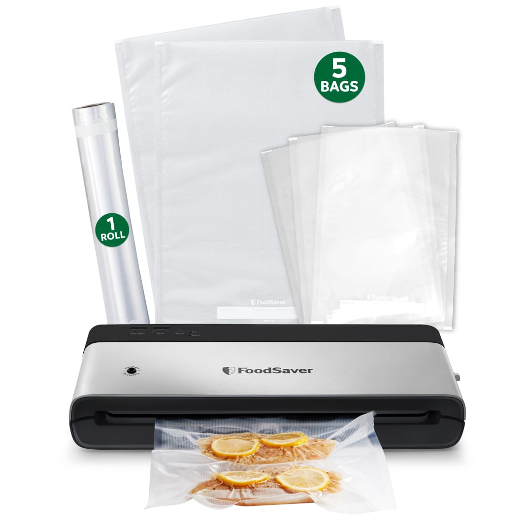 FoodSaver VS0150 PowerVac Compact Vacuum Sealer Machine with Vertical Storage, Stainless Steel