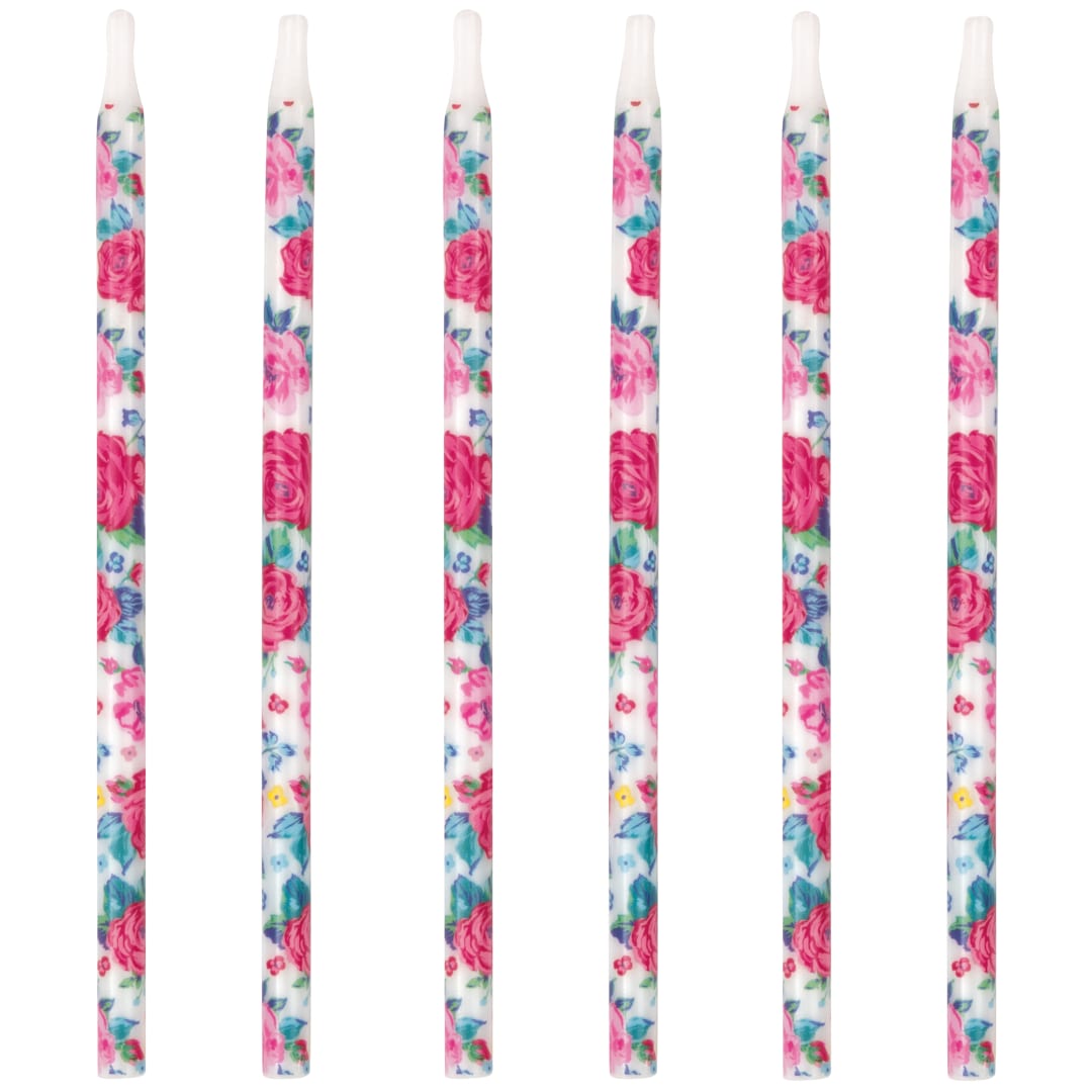 Vibrant Floral 5" Birthday Candles, 12ct