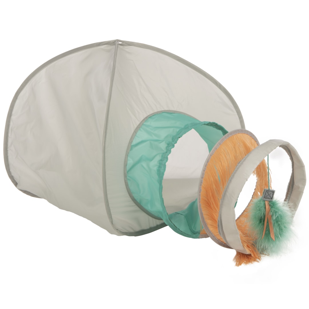SmartyKat Fringe Frenzy Cat Hideout with Tunnel Cat Toy Entrance