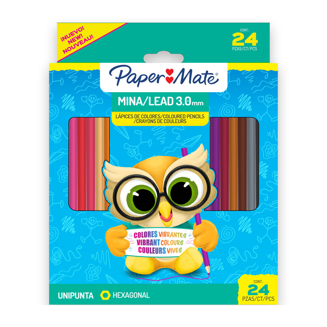 PM CLRD PENCILS HEX 24CT