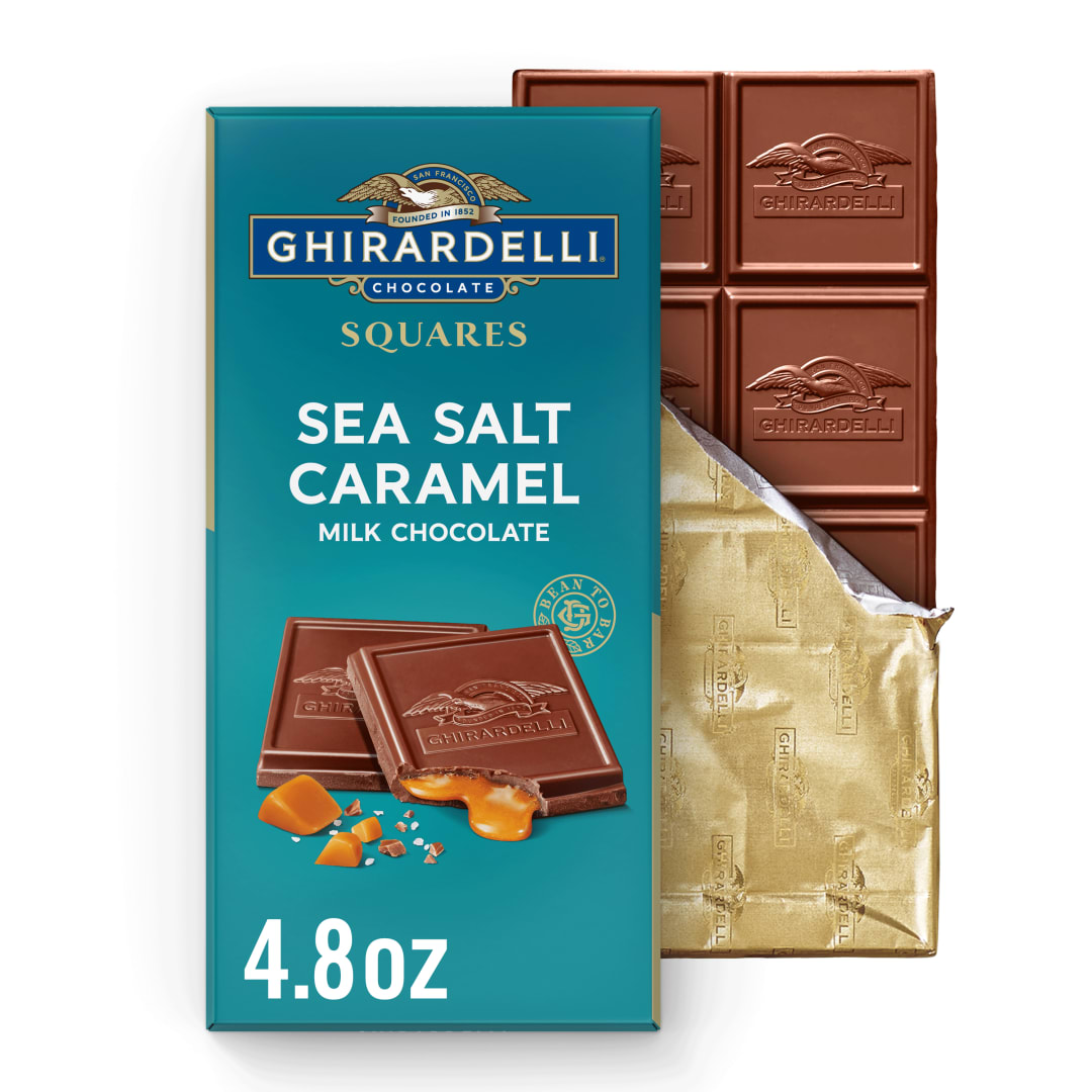 GHIRARDELLI Sea Salt Caramel Milk Chocolate Squares Bar, 4.8 Oz Bar