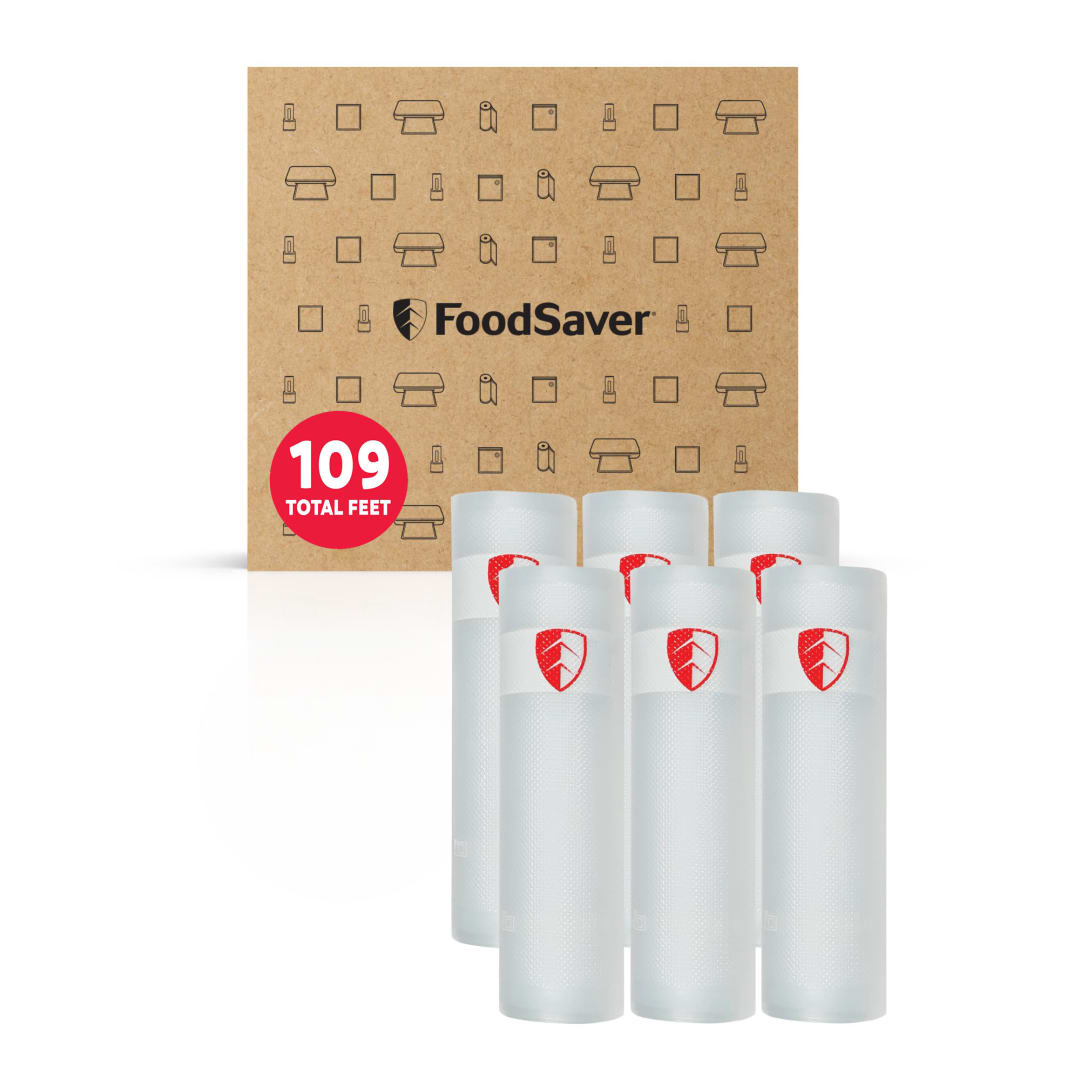 FoodSaver Vacuum Sealer Rolls, 6 Pack 8" x 13.3' Rolls (80 Total Feet), BPA-Free Custom Size Storage Bags for Food, Sous Vide, and Meal Prep