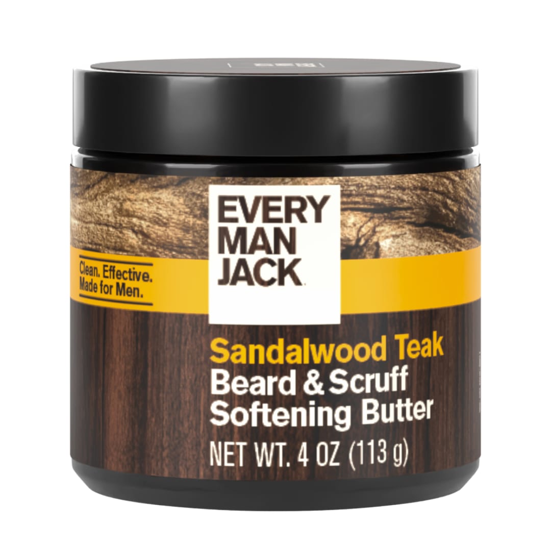 Every Man Jack Sandalwood Teak Hydrating Beard & Scruff Softening Butter for Men, Naturally Derived, 4 oz