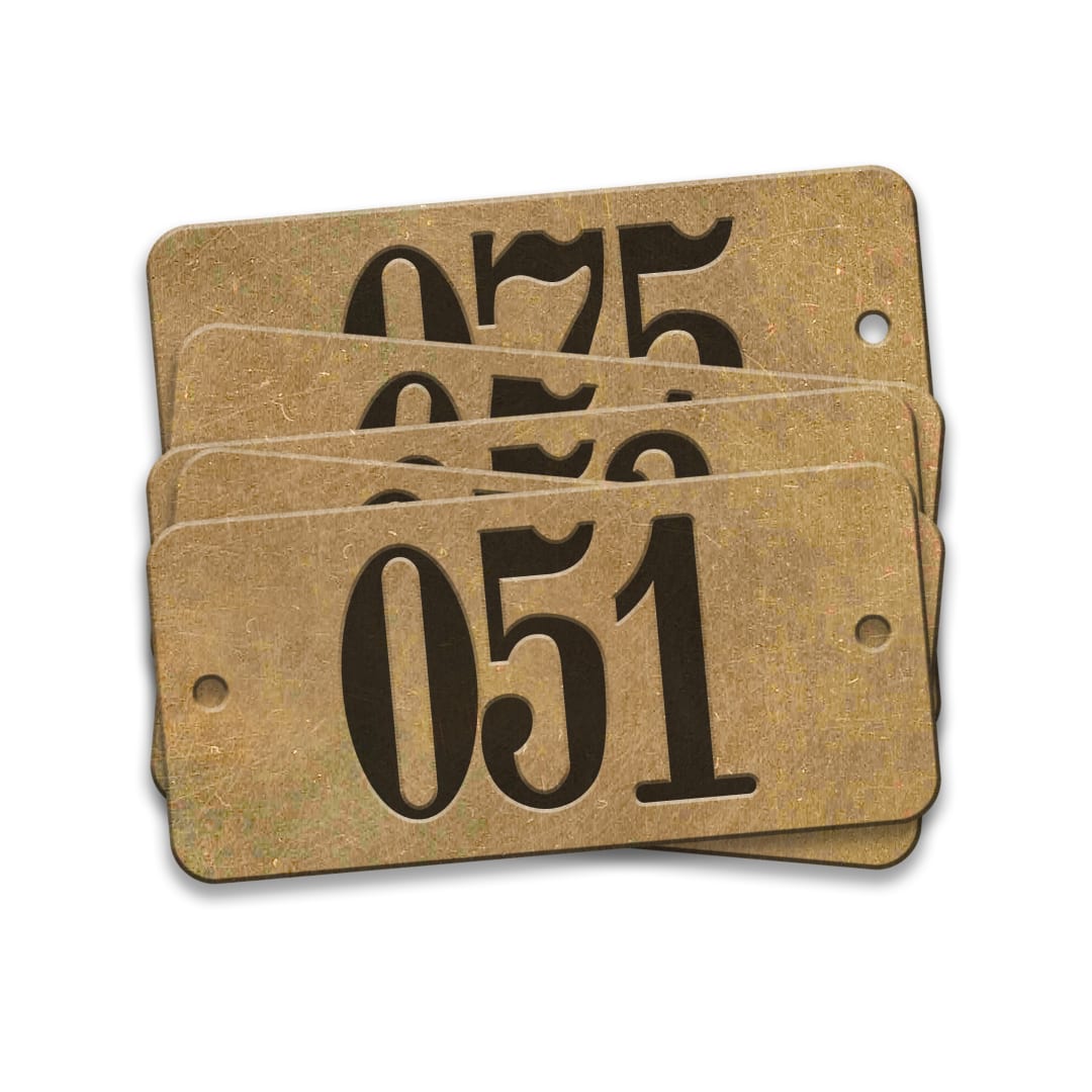 Pre-Marked Tag-Rectangle with Rounded Ends 051-075 1"x 2-1/8" Brass 25 Pack