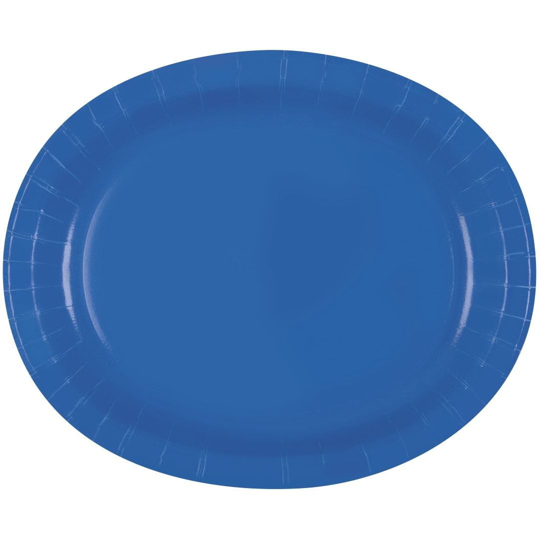 Royal Blue Solid Oval Plates, 8ct