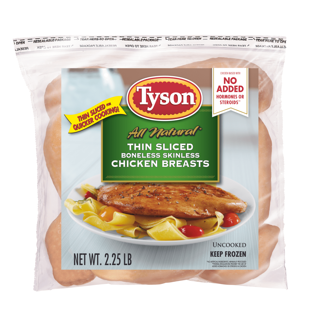 Tyson Thin Sliced Boneless Skinless Chicken Breasts, 2.25 lb. (Frozen)