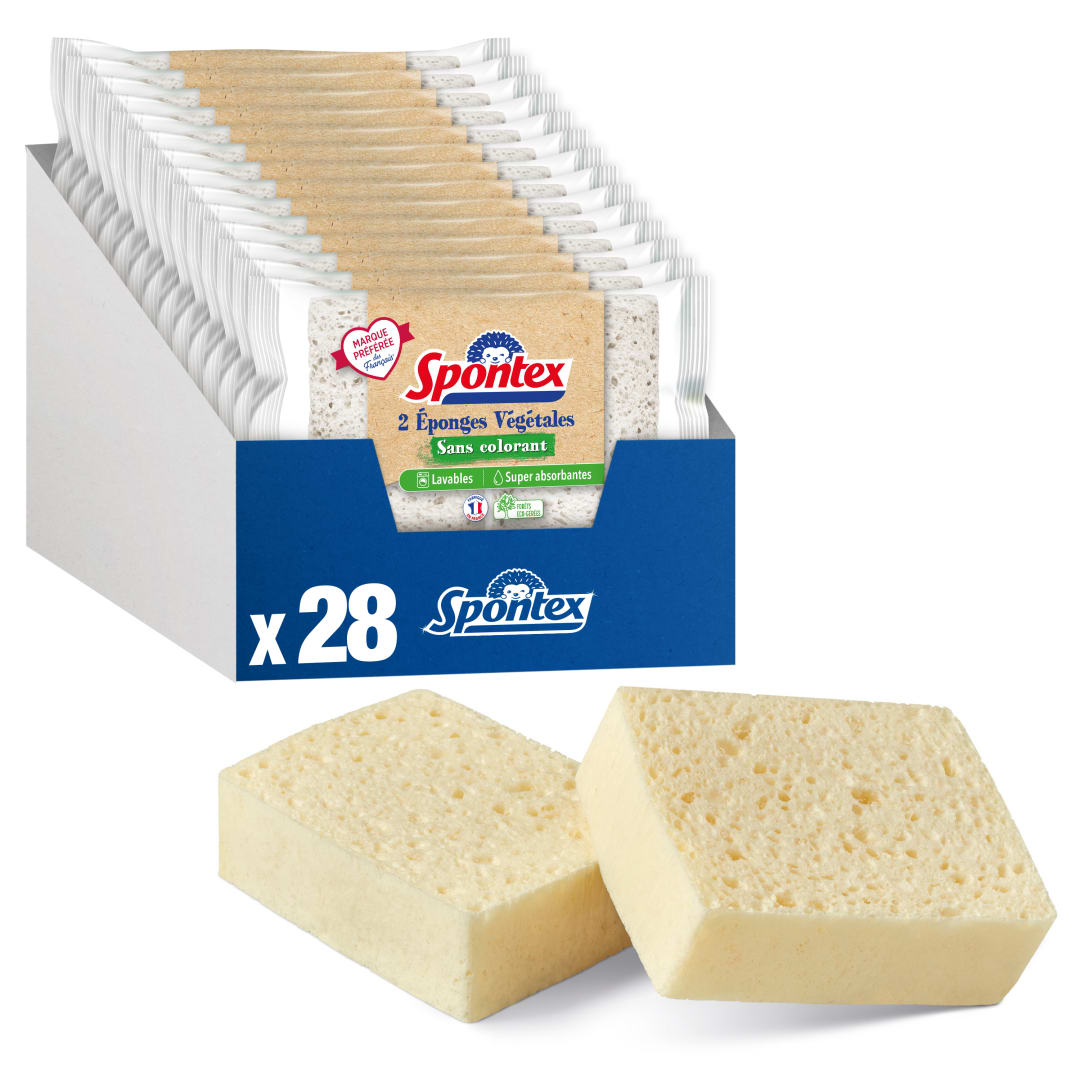 SPONTEX EPONGES VEGETALES SANS COLORANT 28PK - SWITCH CASE PACK