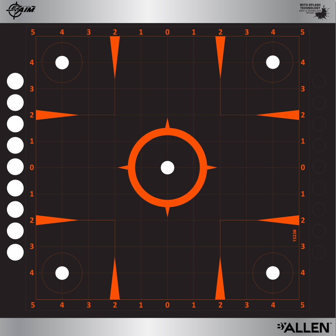 EZ Aim® Adhesive Splash Reactive Sight-In Grid Paper Shooting Targets, 12"W x 12"H, 4-Pack, Black/Orange