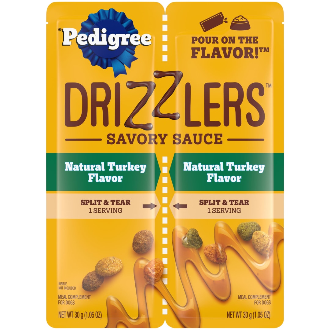 Pedigree Drizzlers Natural Turkey Flavor Savory Sauce Wet Dog, 2.1 oz Twin Pouch
