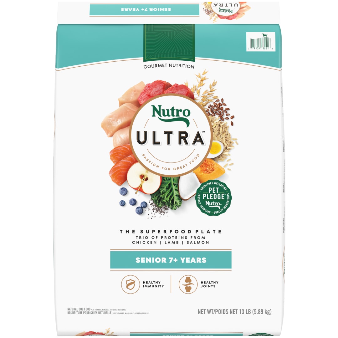 Nutro Ultra Senior Dry Dog Food with a Trio of Proteins from Chicken, Lamb and Salmon, 13 lb Bag