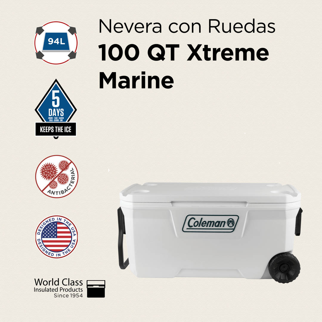 Coleman Nevera MARINE XTREME 100QT con ruedas (94 L).
