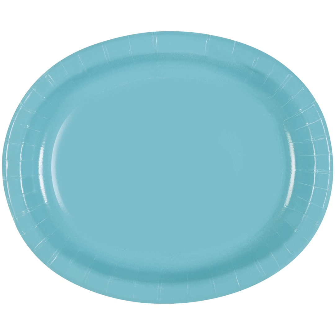 Terrific Teal Solid Oval Plates, 8ct