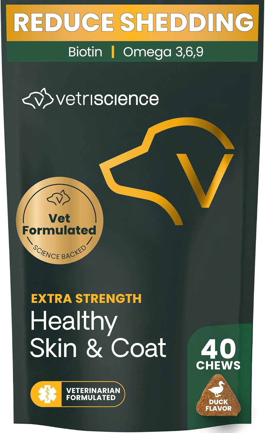 VS Extra Strength Healthy Skin &amp; Coat Chews, Dogs, Duck, 40ct