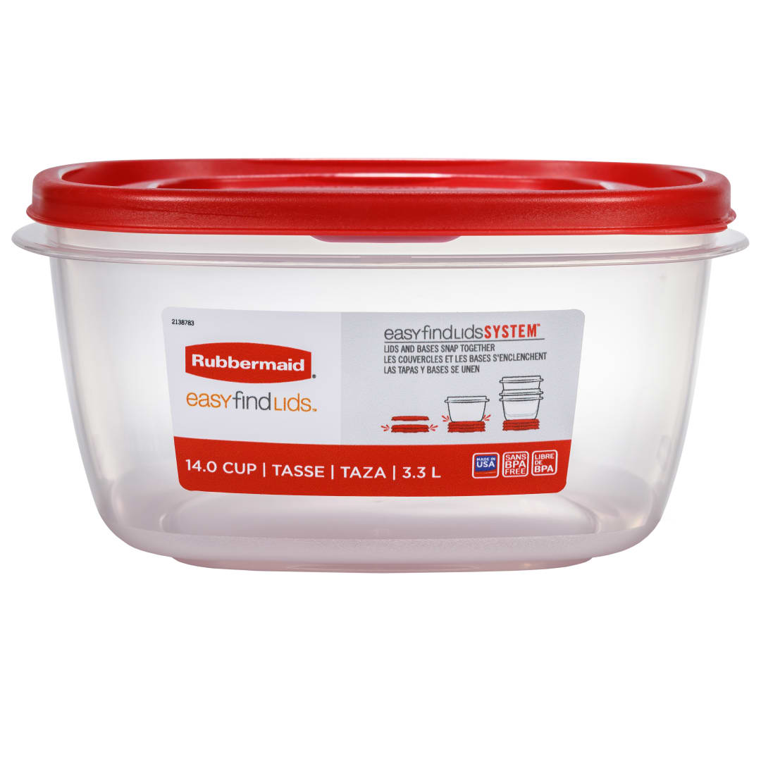Rubbermaid EasyFindLids Food Storage Container, 3.3 L (14 Cup), Racer Red, 1 Pack
