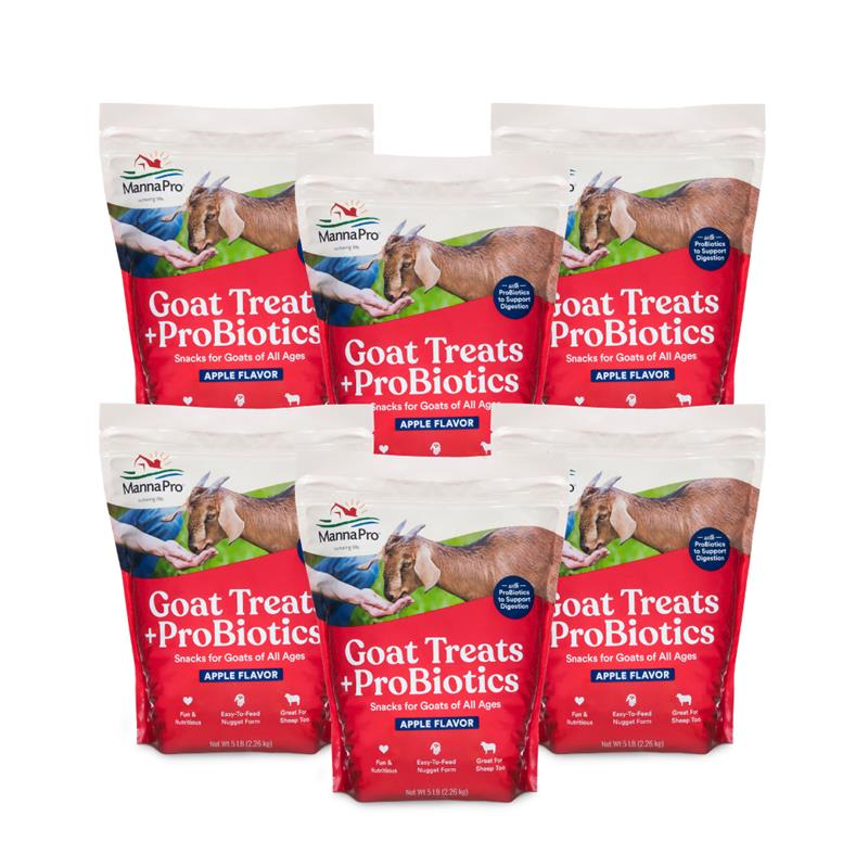 Manna Pro Goat Treats with Probiotics, Daily Goat Treat, Apple Flavor, Pack of 6, Enrichment Snack for Goats, 30 Pounds