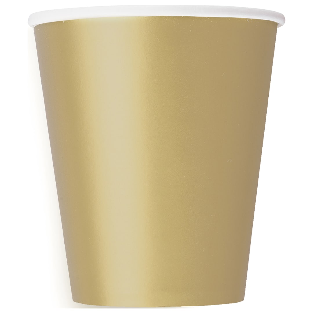 Gold Solid 9oz Paper Cups, 8ct