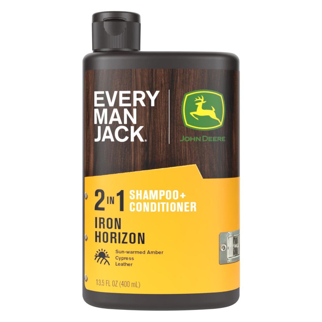 Every Man Jack Limited Edition John Deere Collection, 2-in-1 Men's Shampoo and Conditioner, Iron Horizon scent, 13.5 oz