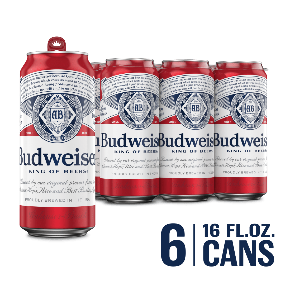 Budweiser Beer 6 - 16 fl oz Cans