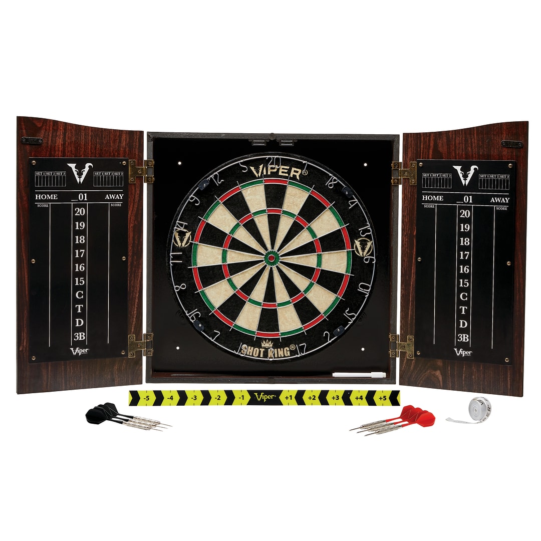 Viper Vault Dartboard Cabinet with Shot King Sisal Dartboard