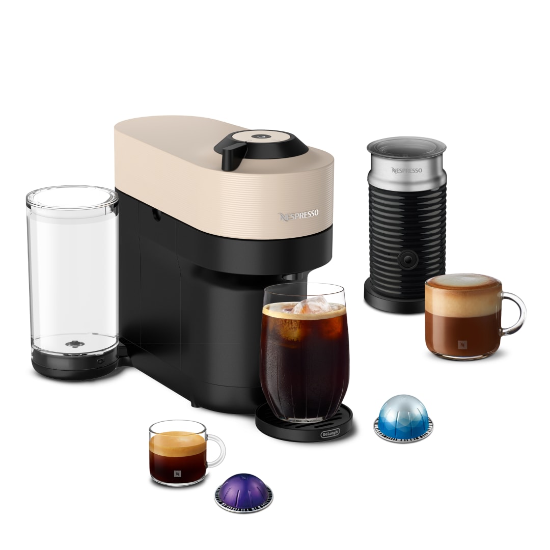 Nespresso Vertuo Pop+ Coffee and Espresso Maker with Milk Frother by De’Longhi, Beige