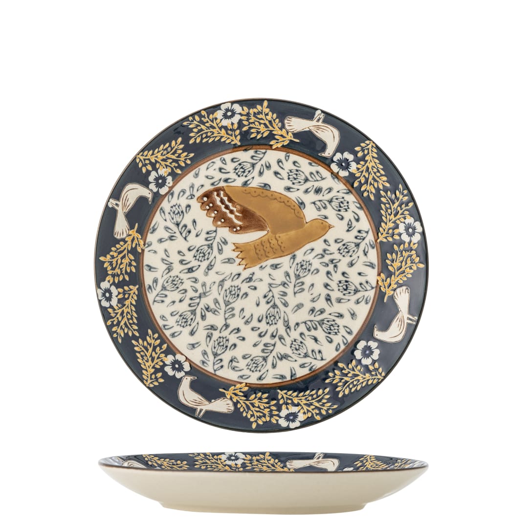 82063112 - Hezha Plate, Blue, Stoneware STOCK: 300