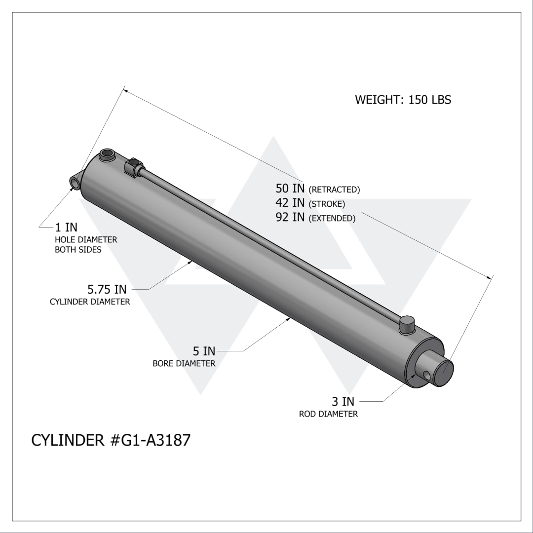 Galbreath™ Non-Bypass Hydraulic Cylinder (5" X 3" X 42")