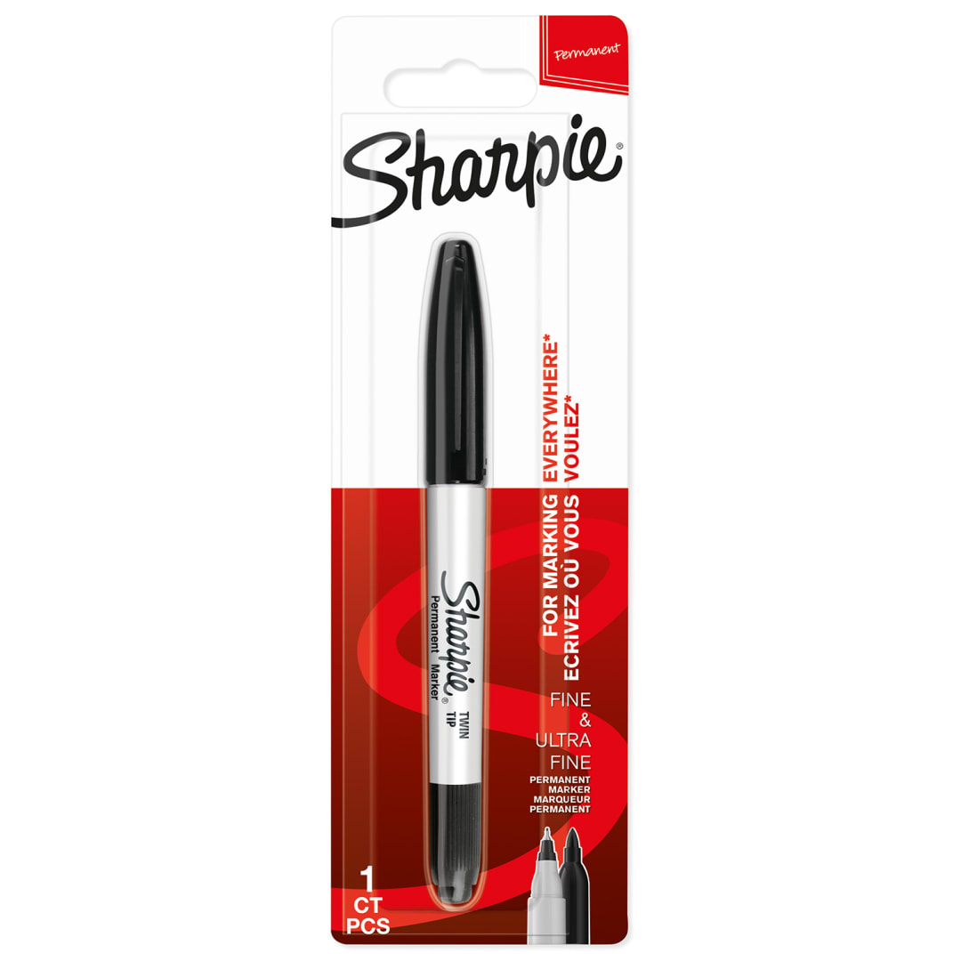 Sharpie rotulador permanente de doble punta | puntas fina y ultrafina | color negro | paquete de 1 marcador | material escolar ideal