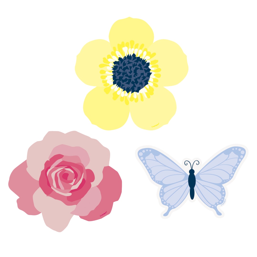 Pastel Floral Paper Cutout Decorations, 6ct