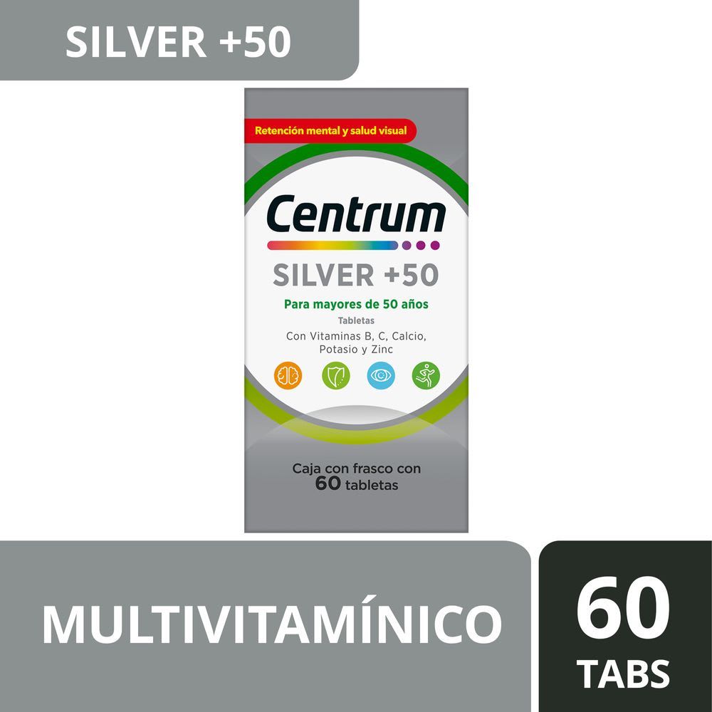 Centrum Multivitamínico Silver +50 Frasco con 60 tabletas