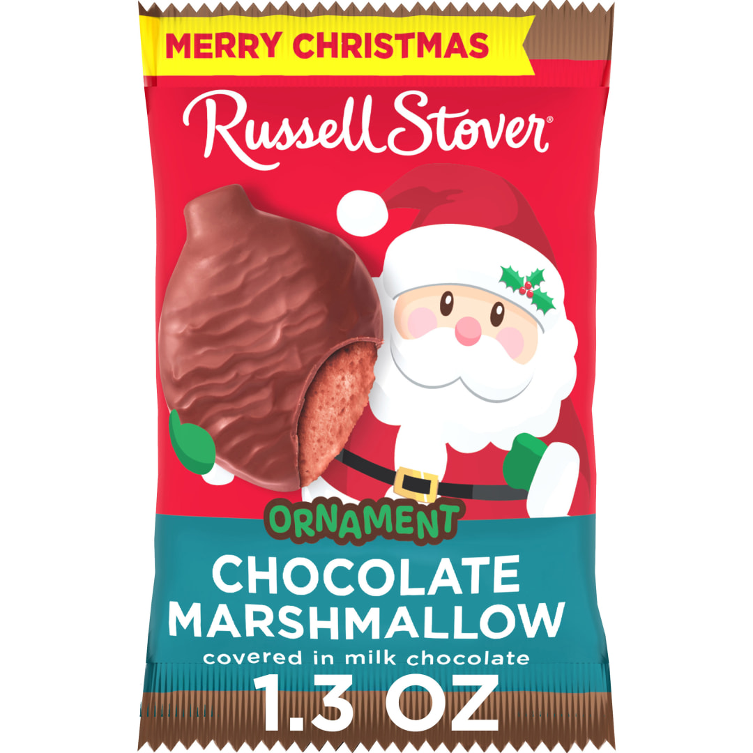 RUSSELL STOVER Christmas Milk Chocolate Chocolate Marshmallow Candy Ornament, 1.3 oz.