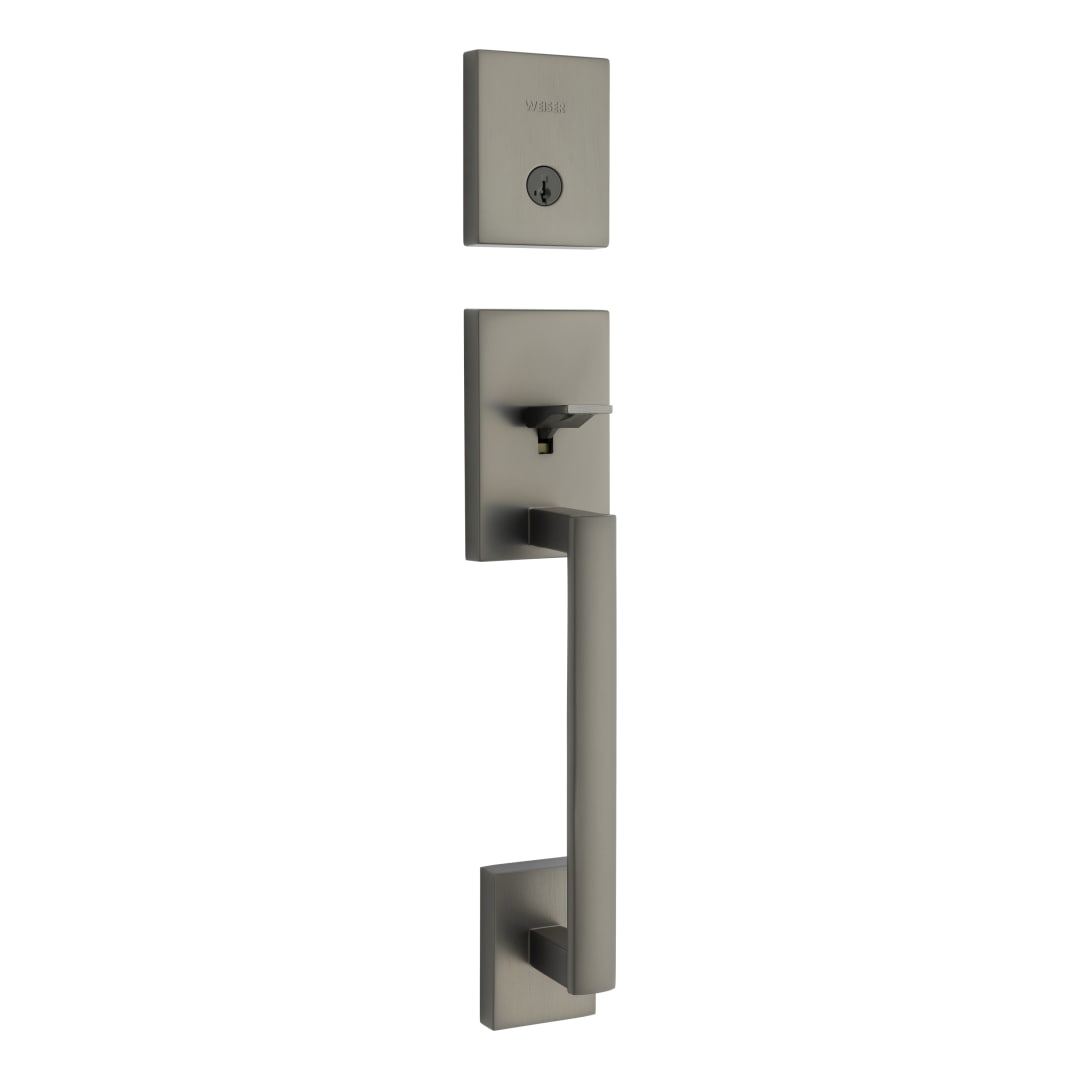 San Clemente Single Cylinder Handleset w/ Halifax Lever featuring SmartKey Security™ in Gunmetal