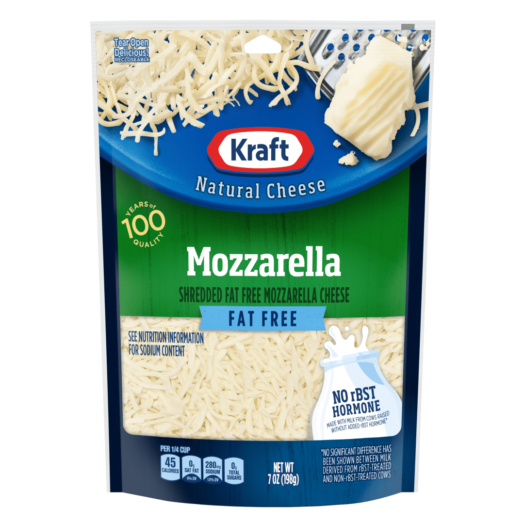 Kraft Natural Fat Free Mozzarella Shredded Cheese, 7 oz Bag