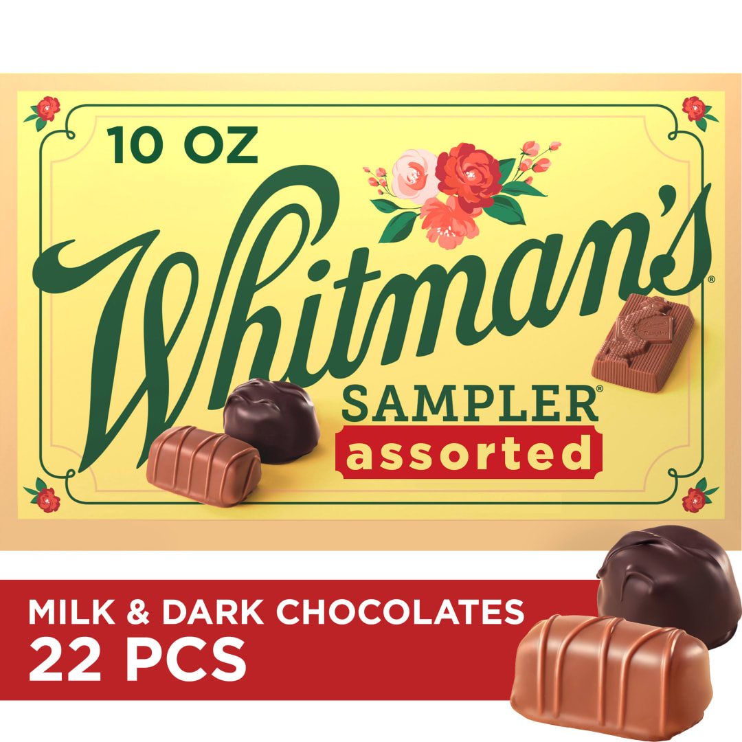 WHITMAN'S SAMPLER Assorted Milk & Dark Chocolate Candy Gift Box, 10 oz.
