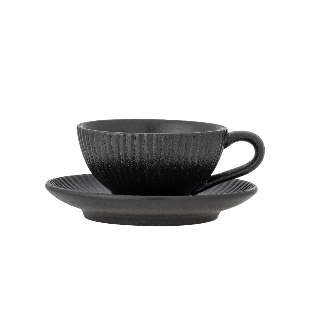 82072857 - Neri Cappuccino Cup w/Saucer, Black, Stoneware STOCK: 300