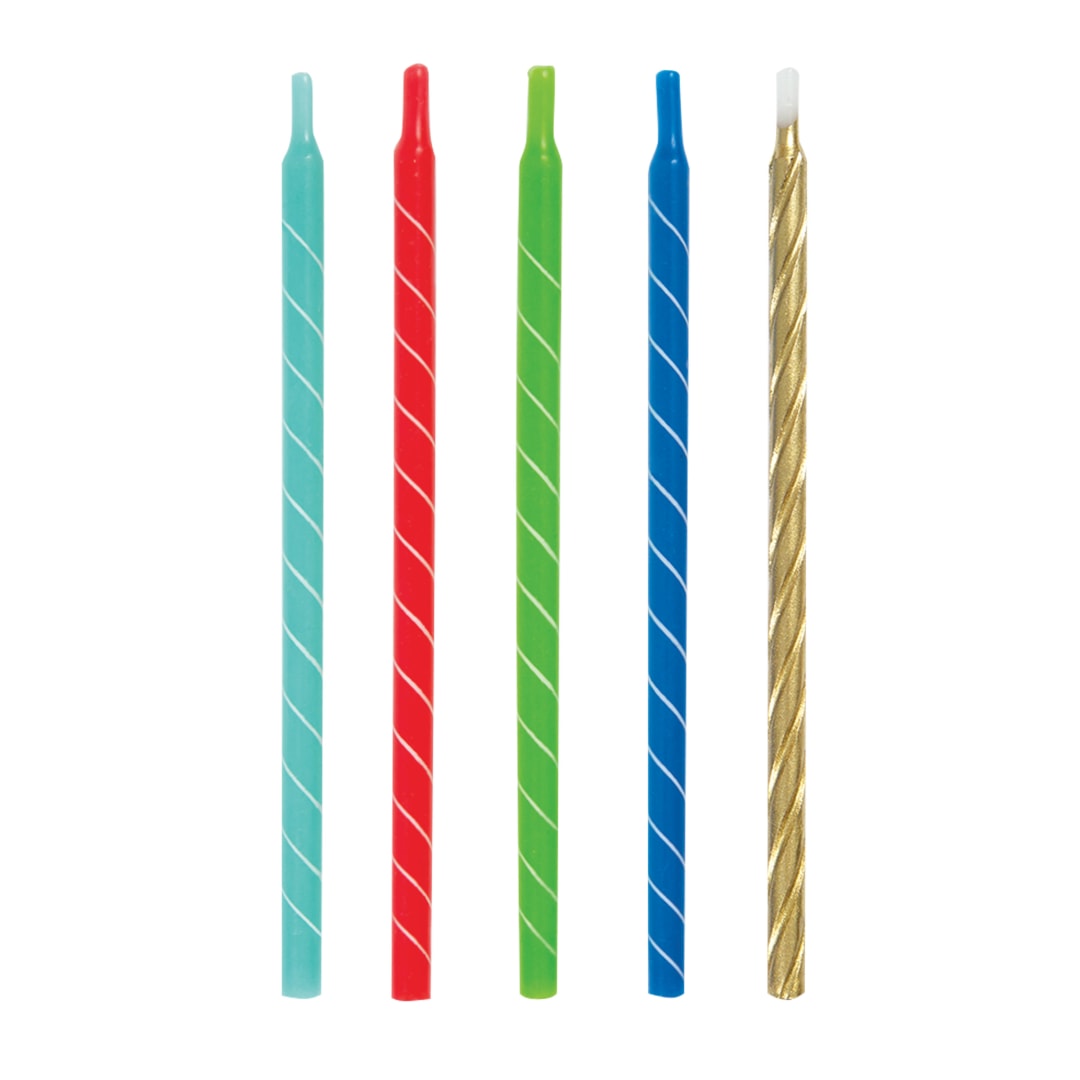 Bright Spiral Birthday Candles 5" - Assorted, 12ct