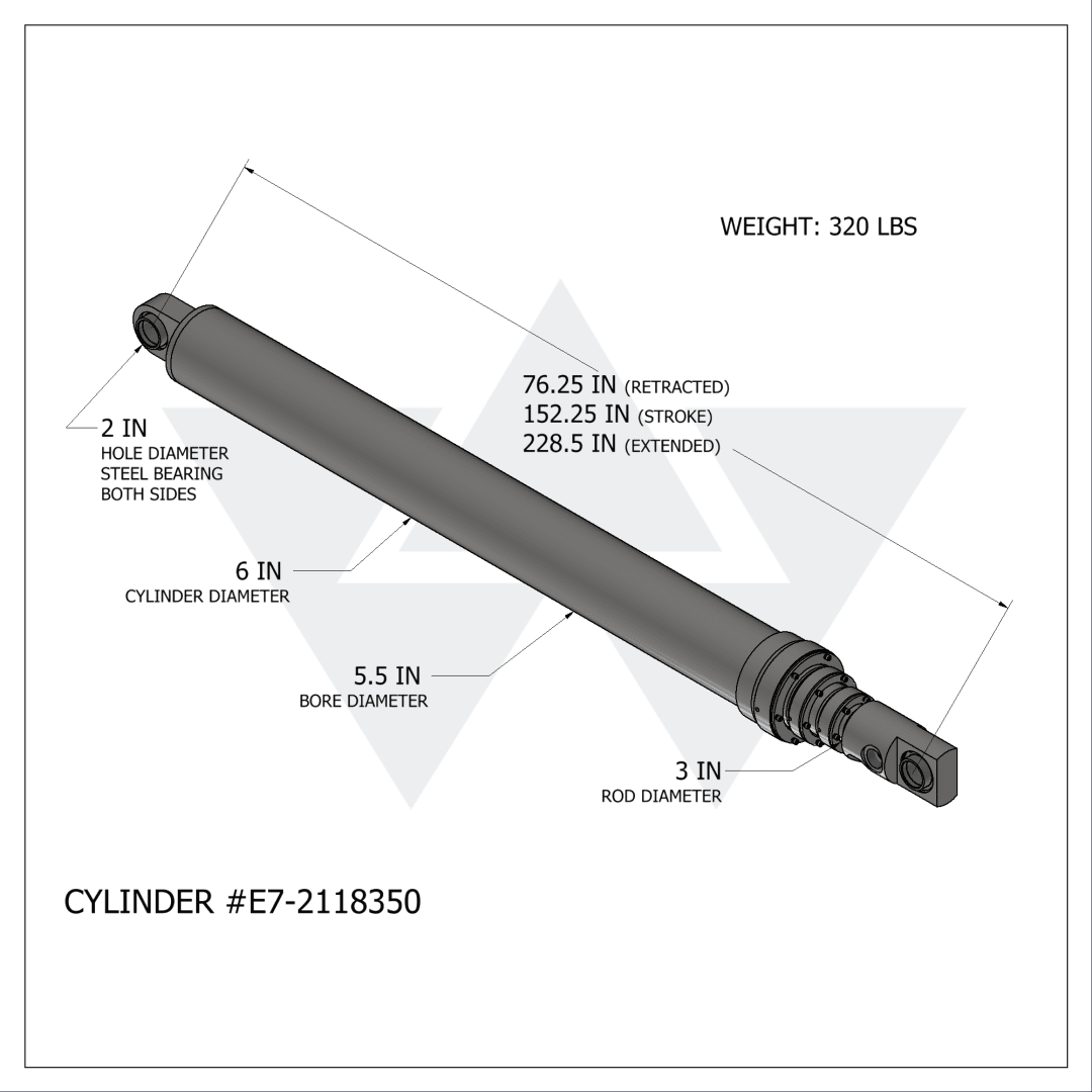 Wastebuilt® Replacement for E-Z Pack Ejector Cylinder (5"-4"-3" X 152.25")